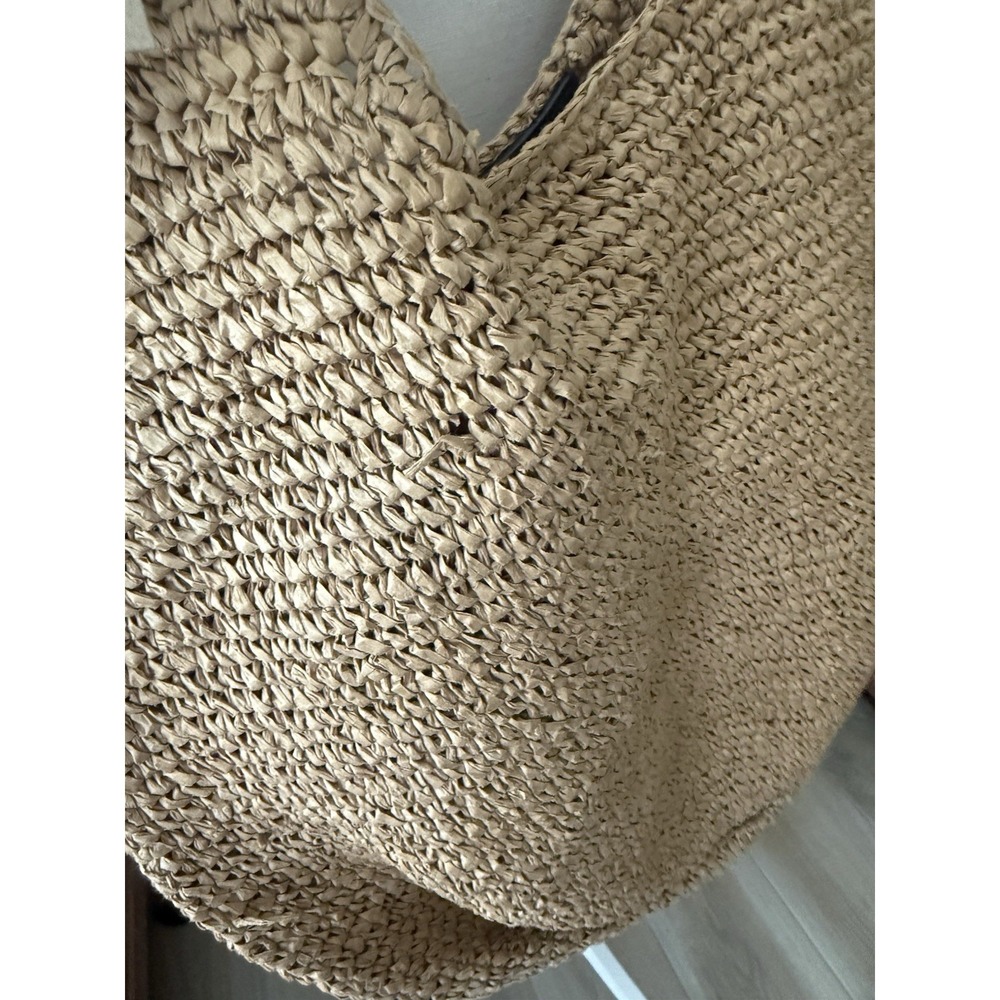Madewell Straw Grommet Slouch Tote Natural Multi Raffia Bag NWT $168 Flaw - Picture 7 of 14